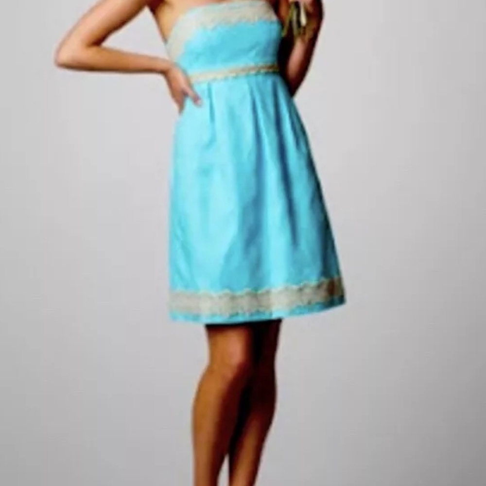 Lilly Pulitzer Blue Jacquard Embroidered trim